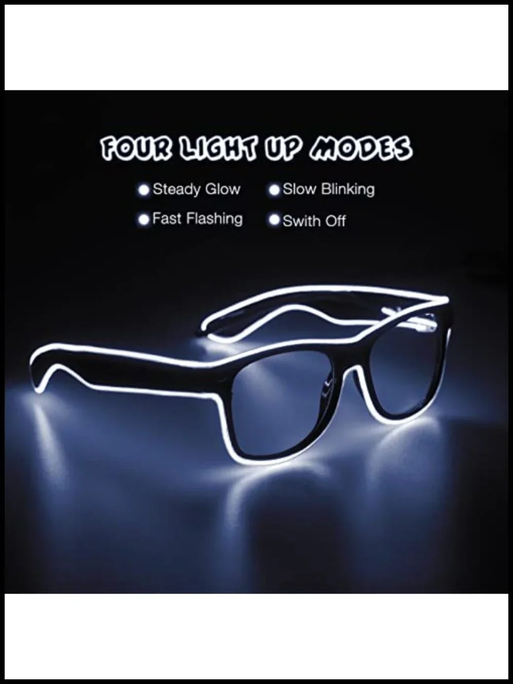 LED Neon Glow Sunglasses Rave EDM Party Light Up Glasses